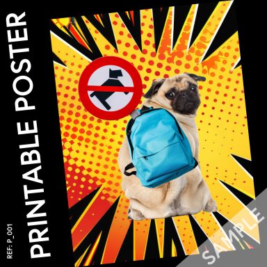 Pug artwork, digital poster, for print