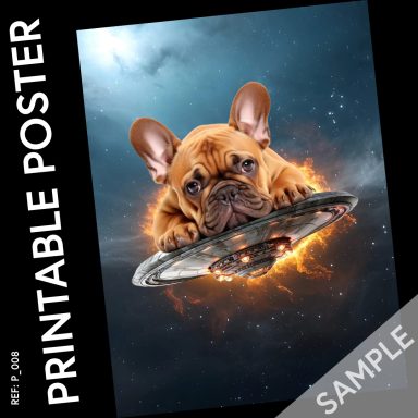 French bulldog in space on ufo