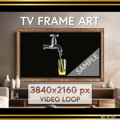Art, tap pouring orange juice.
